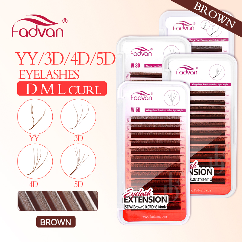 FADVAN Brown 4D/3D/5D lashes W - огляд і ціна Eyelash Extension Yelix