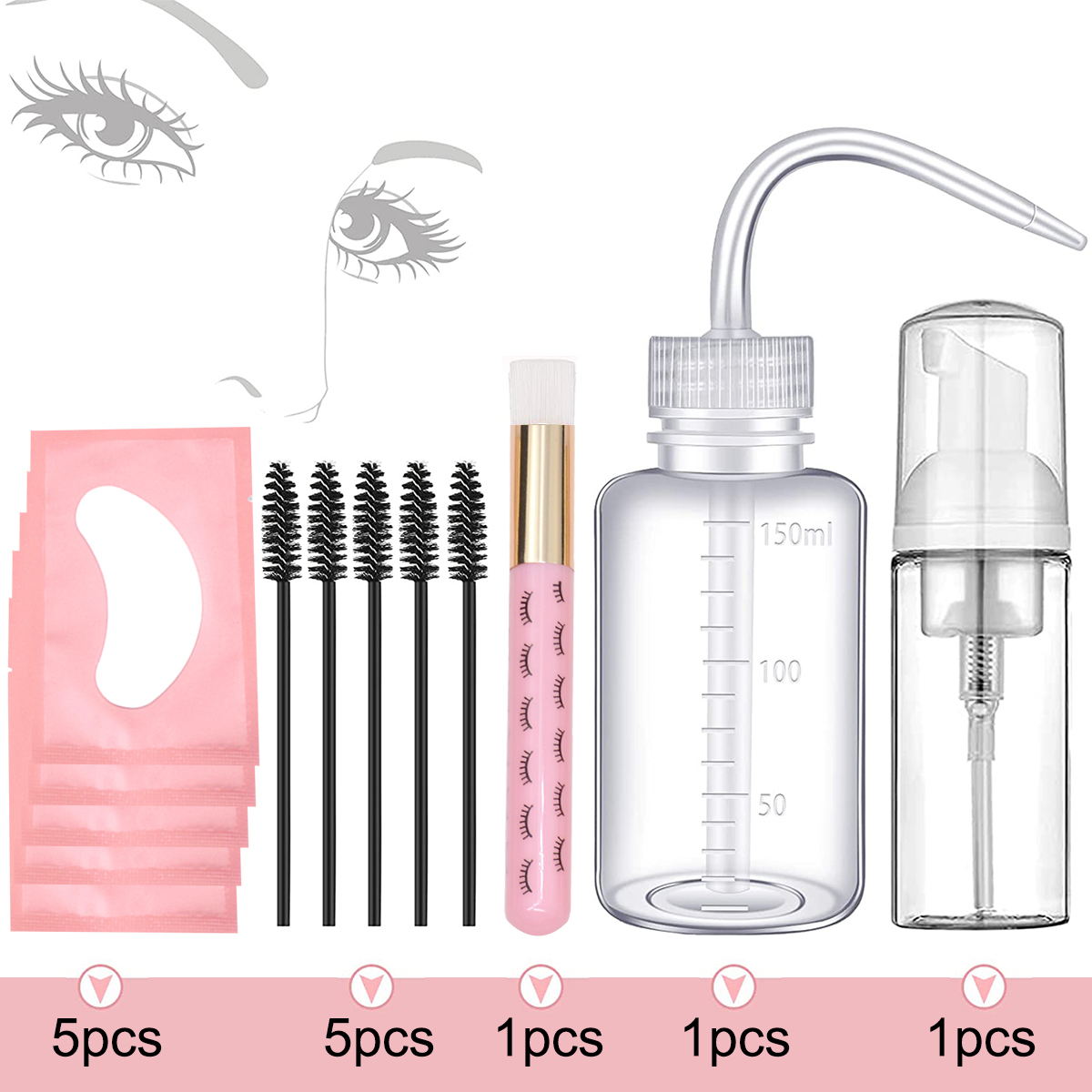 13Pcs Eyelash Extension Cleani - огляд і ціна Eyelash Extension Wash Kit
