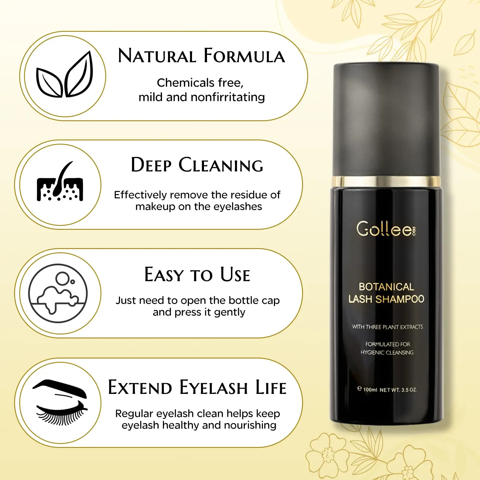 Gollee 100ml Cleaning Mousse B - огляд і ціна Eyelash Extension Wash Kit